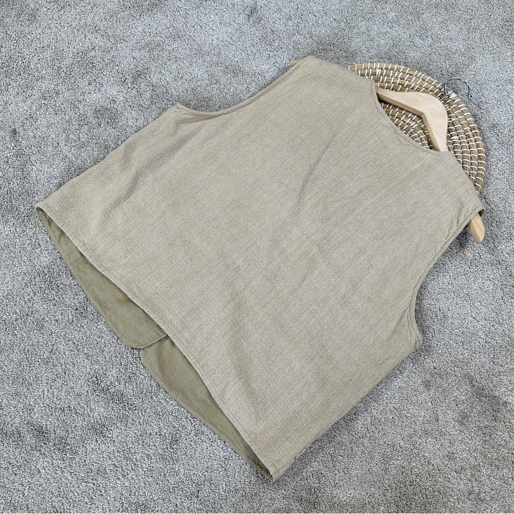 Tantrums Vintage Floral Embroidered Safari Patchwork Woven Cotton Vest in Tan 1X - Picture 5 of 9